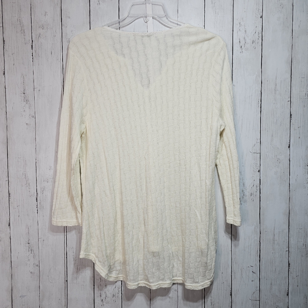 Cut Loose Women's Cream Textured Knit Shirt Lagenlook Size Medium V-Neck. - Picture 5 of 5